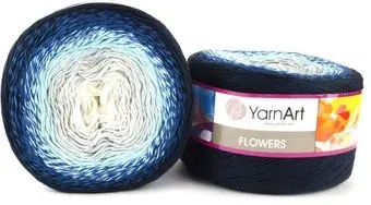 Yarnart Flowers 261 250 г 1000 м (синий; голубой; белый)