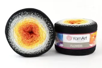Yarnart Flowers 259 250 г 1000 м (черный; белый; желтый; оранжевый)