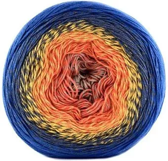 Yarnart Flowers 258 250 г 1000 м (синий; желтый; оранжевый)