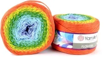 Yarnart Flowers 255 250 г 1000 м (оранжевый; желтый; зеленый; голубой)