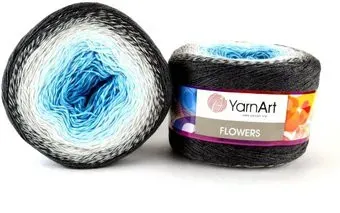 Yarnart Flowers 251 250 г 1000 м (черный; белый; голубой)