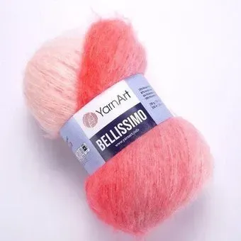 Yarnart Bellissimo 1404 150 г 330 м (коралл-белый-розовый)
