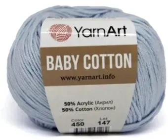 Yarnart Baby Cotton 450 50 г 165 м (светло-голубой)