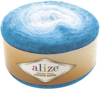 Alize Angora Gold Ombre Batik 7245 150 г 825 м (бирюза/белый)