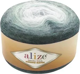 Alize Angora Gold Ombre Batik 7230 150 г 825 м (темно-зеленый/белый)