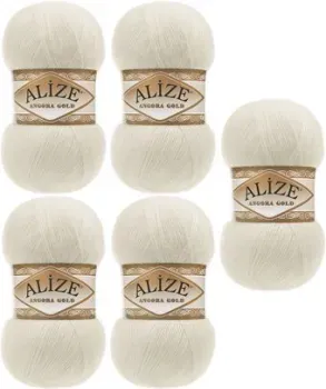 Alize Angora Gold 01 (550 м, кремовый, 5 мотков)