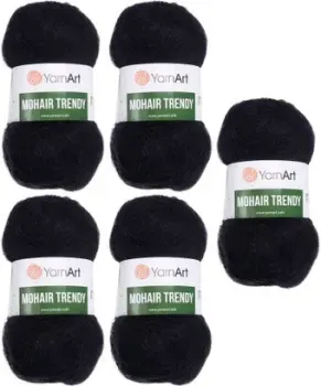 Yarnart Mohair Trendy 102 (черный, 5 шт)