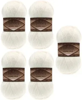 Alize Angora Gold Simli 62 (500 м, молочный, 5 мотков)