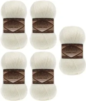 Alize Angora Gold Simli 01 (500 м, кремовый, 5 мотков)