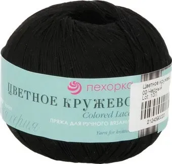 Пехорка Цветное кружево 50 г 475 м №002 (черный)