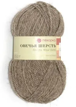 Пехорка Овечья Шерсть 100 г 200 м №371 (натур.серый)