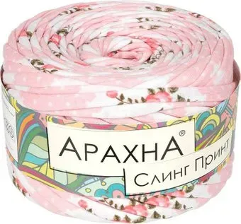 Arachna Sling Print 50 г 50 м № 019 (цветочек бело-розовый)