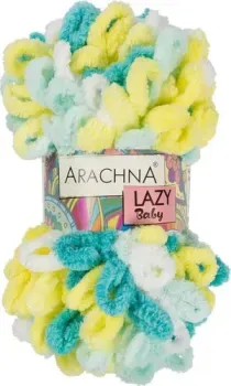 Arachna Baby Lazy 100 г 8.5 м №02 (белый/лимонный/св.бирюзовый/бирюзовый)
