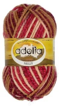 Adelia Nelly 100 г 100 м №29 (св.бежевый/т.бежевый/т.красный/бодовый/люрекс)