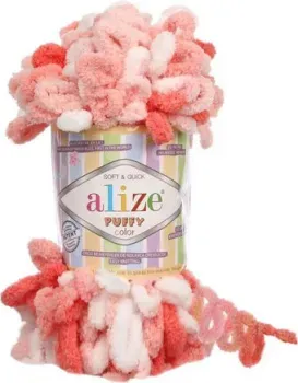 Alize Puffy Color 5922 100 г 9 м (розовый/белый)
