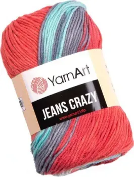 Yarnart Jeans crazy 8205 50 г 160 м (красный/голубой/серый)