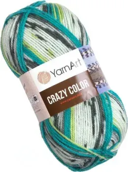 Yarnart Crazy color 166 100 г 260 м (зеленый/серый)