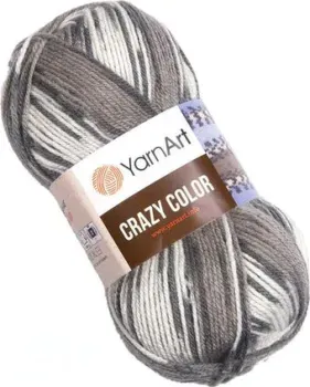 Yarnart Crazy color 137 100 г 260 м (белый/серый)