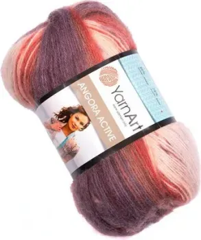 Yarnart Angora Active 851 100 г 500 м (белый/красный/коричневый)