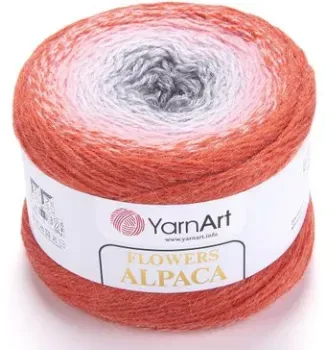 Yarnart Flowers alpaca 407 250 г 940 м (оранжевый; белый; розовый)