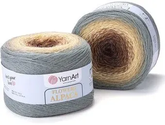 Yarnart Flowers alpaca 403 250 г 940 м (серый; желтый; коричневый)