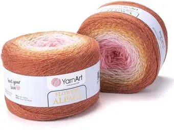 Yarnart Flowers alpaca 416 250 г 940 м (оранжевый; желтый; розовый)