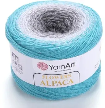 Yarnart Flowers alpaca 414 250 г 940 м (голубой; белый; серый)