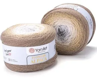 Yarnart Flowers alpaca 412 250 г 940 м (коричневый; бежевый; белый)