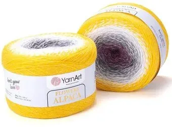 Yarnart Flowers alpaca 421 250 г 940 м (желтый; белый; серый)