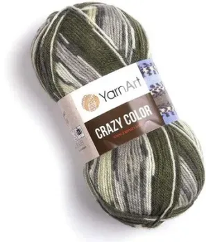 Yarnart Crazy color 652 100 г 260 м (зеленый; серый; молочный)