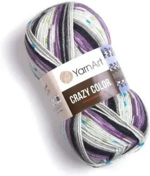 Yarnart Crazy color 176 100 г 260 м (белый; сиреневый; серый)