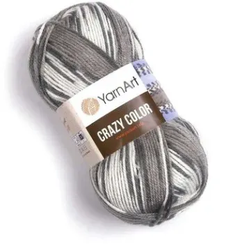 Yarnart Crazy color 136 100 г 260 м (серый; белый)