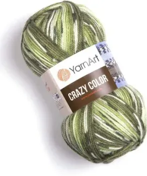 Yarnart Crazy color 134 100 г 260 м (зеленый; белы)