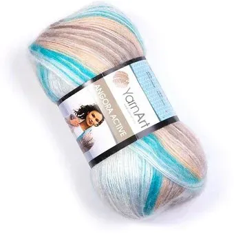 Yarnart Angora active 841 100 г 500 м (голубой; белый)