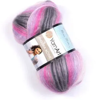 Yarnart Angora active 846 100 г 500 м (розовый; серый)