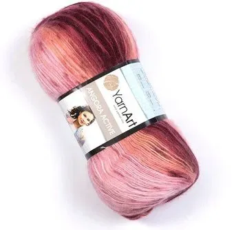 Yarnart Angora active 847 100 г 500 м (бордовый; розовый)