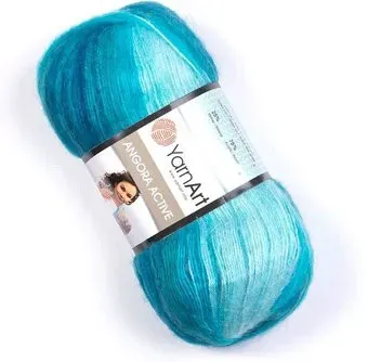 Yarnart Angora active 845 100 г 500 м (бирюзовый; белый)