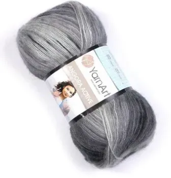 Yarnart Angora active 851 100 г 500 м (серый; черный)