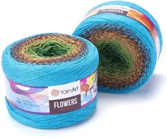 Yarnart Flowers 304 250 г 1000 м (голубой; коричневый; зеленый)