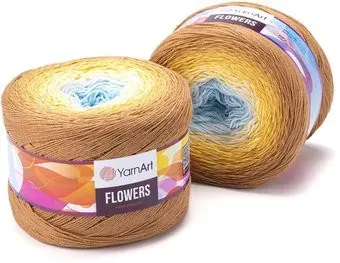 Yarnart Flowers 314 250 г 1000 м (коричневый; желтый; белый; голубой)