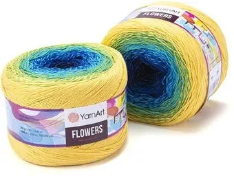 Yarnart Flowers 309 250 г 1000 м (желтый; зеленый; голубой; синий)
