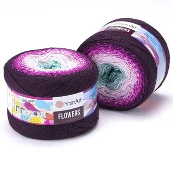 Yarnart Flowers 301 250 г 1000 м (фиолетовый; сиреневый; розовый; белый)