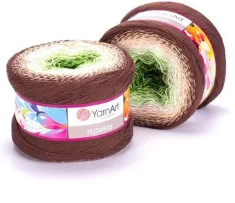 Yarnart Flowers 265 250 г 1000 м (коричневый; бежевый; белый; зеленый)