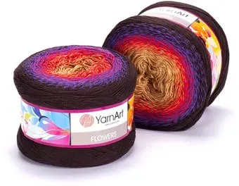 Yarnart Flowers 276 250 г 1000 м (коричневый; фиолетовый; красный; желтый)