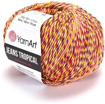 Yarnart Jeans tropical 613 50 г 160 м (желтый; розовый)
