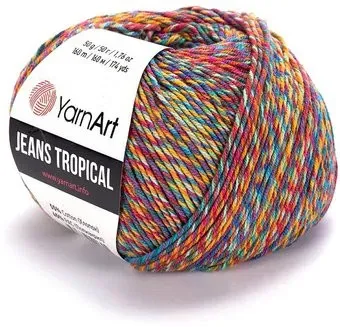 Yarnart Jeans tropical 615 50 г 160 м (красный; синий)