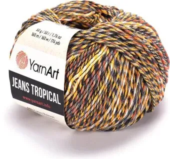 Yarnart Jeans tropical 610 50 г 160 м (оранжевый; черный)