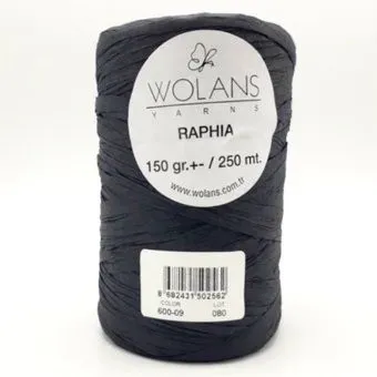 Wolans Yarns Raphia 600-09 150 г 250 м (серый)