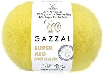Gazzal Super kid mohair new 64422 25 г 237 м (желтый)
