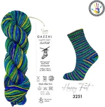 Gazzal Happy feet 3251 100 г 330 м (зеленый; синий)